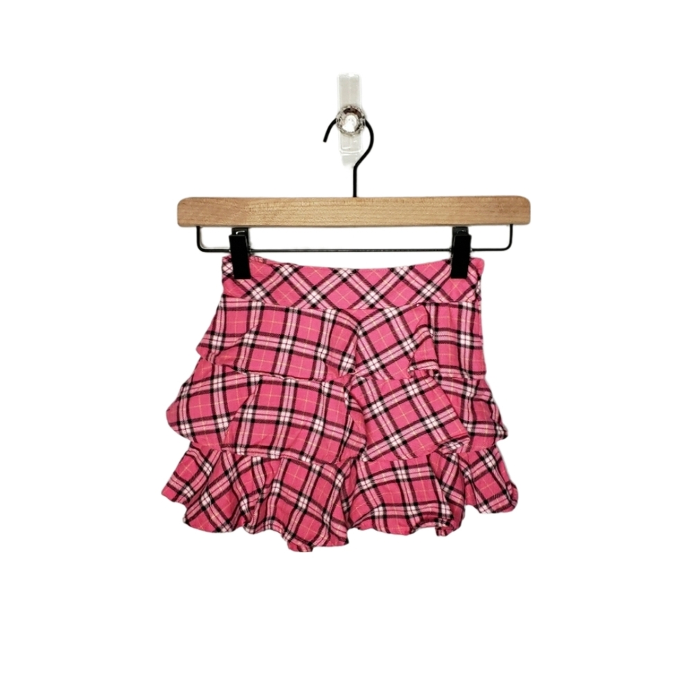 NWT Gymboree Size 4 Pink Plaid Ruffled Tiered Skort with an Adjustable Waist